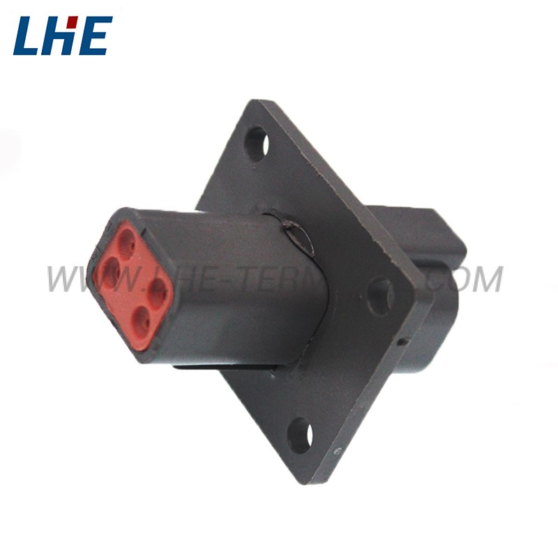 DT04-4P-LE14 4 Position Black Welded Flange Wire Cable Wire to Wire Housing for Male Terminals